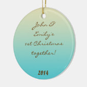 Aquamarin Ombre Gradient Fad Personalisierter Name Keramikornament (Links)