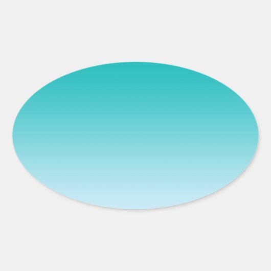 Aquamarin Ombre Ovaler Aufkleber (Vorderseite)