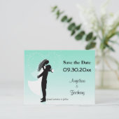 Aquamarin Ombre Save the Date Hochzeitkarte Ankündigungspostkarte (Stehend Vorderseite)