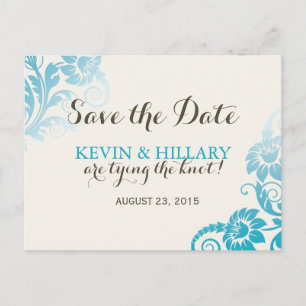 Aquamarin Ombre Save the Date Postkarte