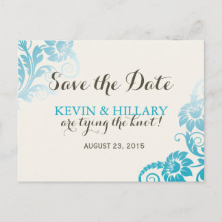 Aquamarin Ombre Save the Date Postkarte