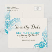Aquamarin Ombre Save the Date Postkarte (Vorne/Hinten)