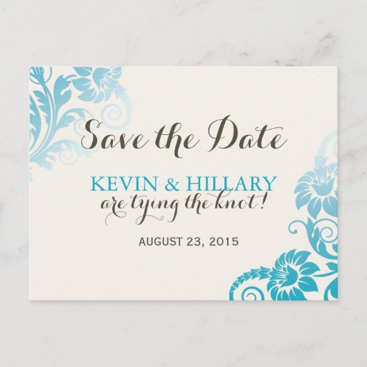 Aquamarin Ombre Save the Date Postkarte (Vorderseite)