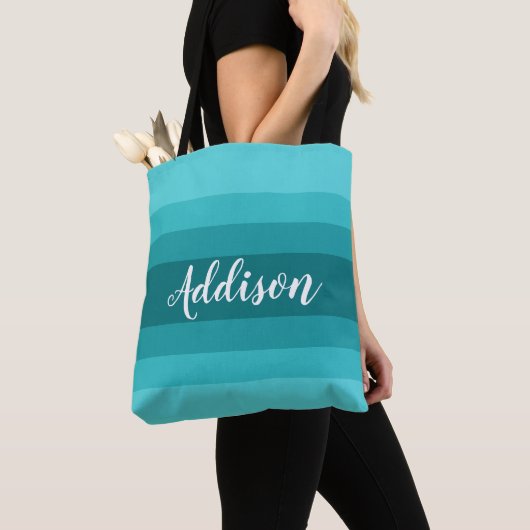 Aquamarin Ombre Stiped Custom Tasche (Von Nahem)