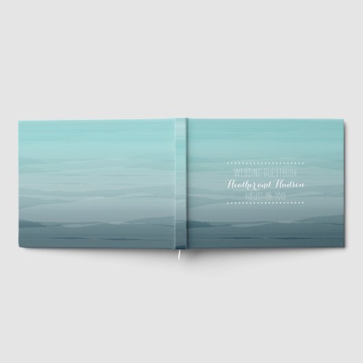Aquamarin Ombre Wedding Guestbook Gästebuch (Voll)