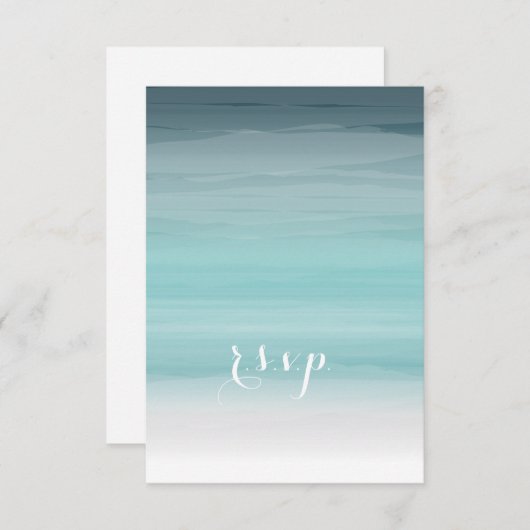 Aquamarin Ombré Wedding RSVP (Vorne/Hinten)
