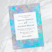 Aquamarin Opal Stone Glitzer Wedding Einladung