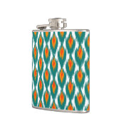 Aquamarin Orange Abstrakt Tribal Ikat Diamond Must Flachmann (Links)