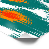 Aquamarin Orange Abstrakt Tribal Ikat Diamond Must Poster (Ecke)