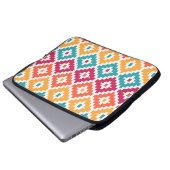 Aquamarin Orange Aztec Tribal Print Ikat Diamond P Laptopschutzhülle (Vorne Knopf)