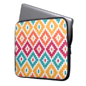 Aquamarin Orange Aztec Tribal Print Ikat Diamond P Laptopschutzhülle (Vorderseite Links)