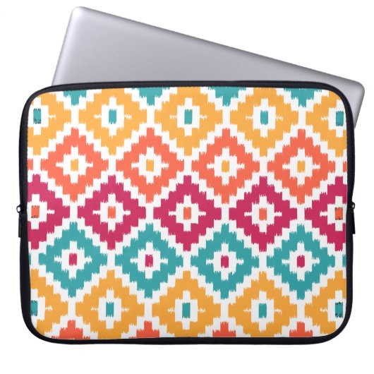 Aquamarin Orange Aztec Tribal Print Ikat Diamond P Laptopschutzhülle (Vorderseite)