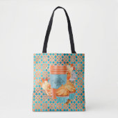 AQUAMARIN- & ORANGE FALL CUPCAKES KAFFEE CUP BLUME TASCHE (Vorderseite)
