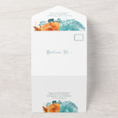 Aquamarin Orange Fall Floral Terracotta Boho Hochz All In One Einladung (Außenbereich)
