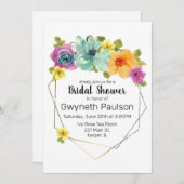 Aquamarin orange-gelb-pinkfarbene Aquarellgoldfarb Einladung (Vorne/Hinten)