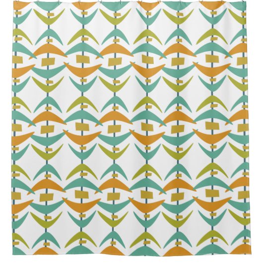 Aquamarin Orange Green Boomerang Mitte des Jahrhun Duschvorhang (Vorderseite)