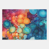 Aquamarin Orange Lila Abstrakte Alkoholtinte Geschenkpapier Set (Vorderseite 3)