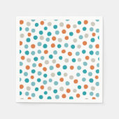 Aquamarin Orange Polka Dot Pattern Napkins Serviette (Vorderseite)