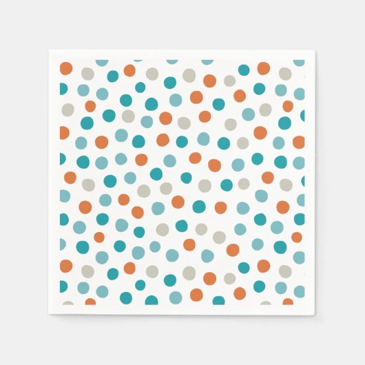 Aquamarin Orange Polka Dot Pattern Napkins Serviette (Vorderseite)