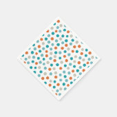 Aquamarin Orange Polka Dot Pattern Napkins Serviette (Ecke)