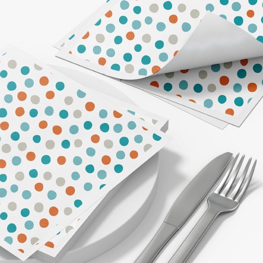 Aquamarin Orange Polka Dot Pattern Napkins Serviette