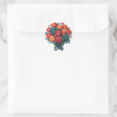 Aquamarin Orange Red Peony Bouquet Wedding Runder Aufkleber (Tasche)