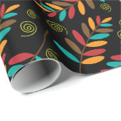 Aquamarin, orange, rot, Brown-Fall-Blatt-Muster Geschenkpapier (Rolleneckpunkt)