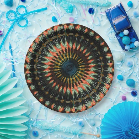 Aquamarin Orange Spiral Earthy Vibe Design Pappteller (Party)
