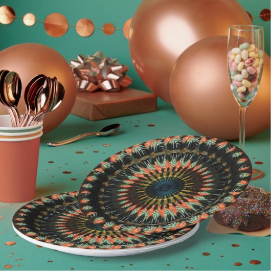 Aquamarin Orange Spiral Earthy Vibe Design Pappteller (Multi)