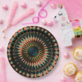 Aquamarin Orange Spiral Earthy Vibe Design Pappteller (Party)