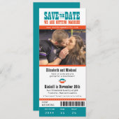 Aquamarin Orange Wedding Save the Date Football Ti (Vorne/Hinten)