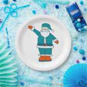 aquamarin-orange-Weihnachtslieder Pappteller (Party)
