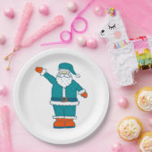 aquamarin-orange-Weihnachtslieder Pappteller (Party)