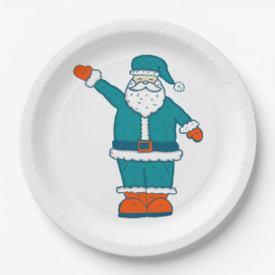 aquamarin-orange-Weihnachtslieder Pappteller