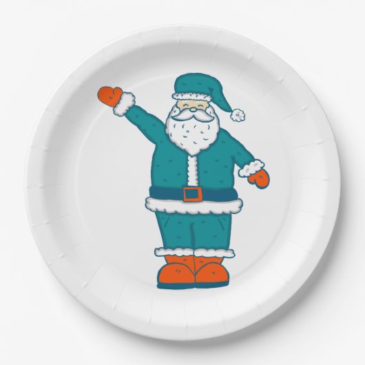 aquamarin-orange-Weihnachtslieder Pappteller (Vorderseite)