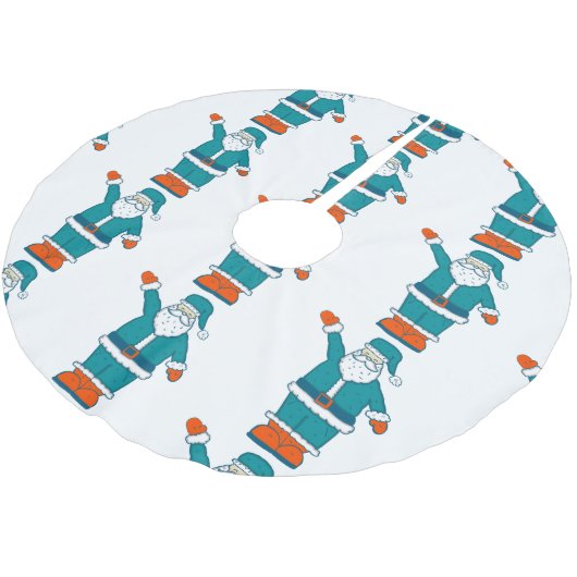 aquamarin-orange-Weihnachtslieder Polyester Weihnachtsbaumdecke (Schrägansicht)