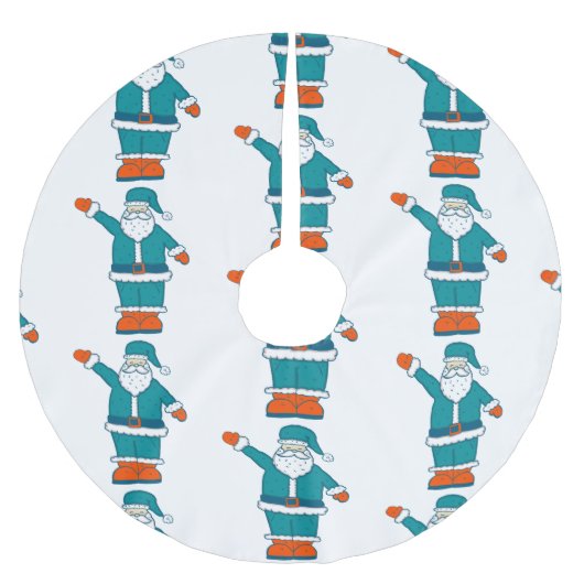 aquamarin-orange-Weihnachtslieder Polyester Weihnachtsbaumdecke (Vorderseite)