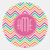 Aquamarin Orangefarbene, rosa, benutzerdefinierte Runder Aufkleber (Vorderseite)