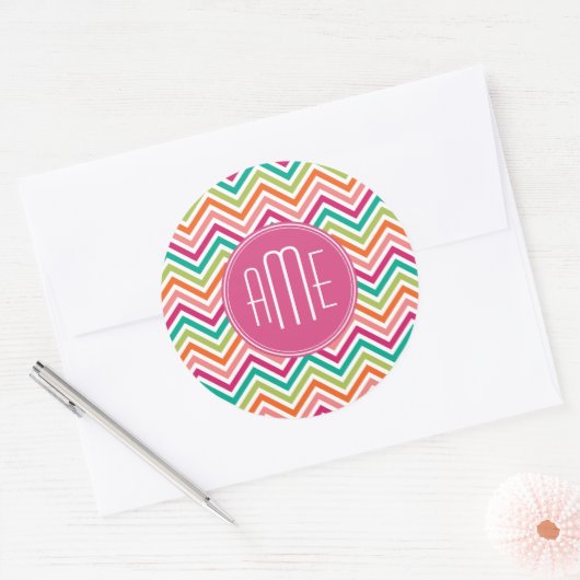 Aquamarin Orangefarbene, rosa, benutzerdefinierte  Runder Aufkleber (Umschlag)