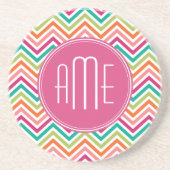 Aquamarin Orangefarbene, rosa, benutzerdefinierte  Untersetzer (Vorne)