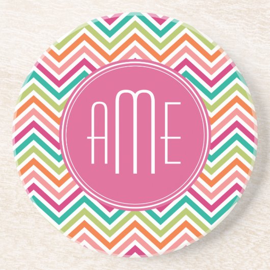 Aquamarin Orangefarbene, rosa, benutzerdefinierte Untersetzer (Vorne)