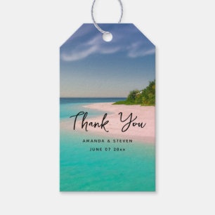 Aquamarin Ozean Tropische Strand Szene Hochzeit Geschenkanhänger