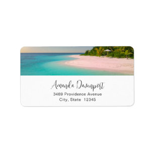 Aquamarin Ozean Tropischer Strand Malerische Adres Adressaufkleber