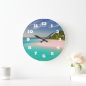 Aquamarin Ozean Tropischer Strand Szenerie Große Wanduhr (Zuhause)