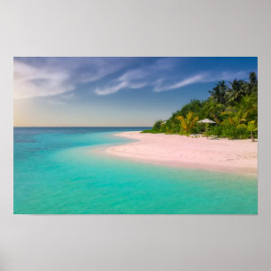Aquamarin Ozean Tropischer Strand Szenerie Poster