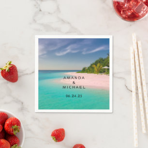 Aquamarin Ozean Tropischer Strand Szenische Hochze Serviette