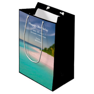 Aquamarin Ozean Tropischer Strand Szenischer Gebur Mittlere Geschenktüte