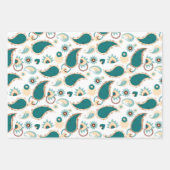 Aquamarin Paisley 19" x 29" Wrapping Paper Sheets Geschenkpapier Set (Vorderseite 3)