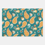 Aquamarin Paisley 19" x 29" Wrapping Paper Sheets Geschenkpapier Set (Vorderseite)