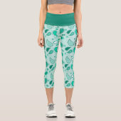 Aquamarin Paisley High Waisted Capris (Vorderseite)